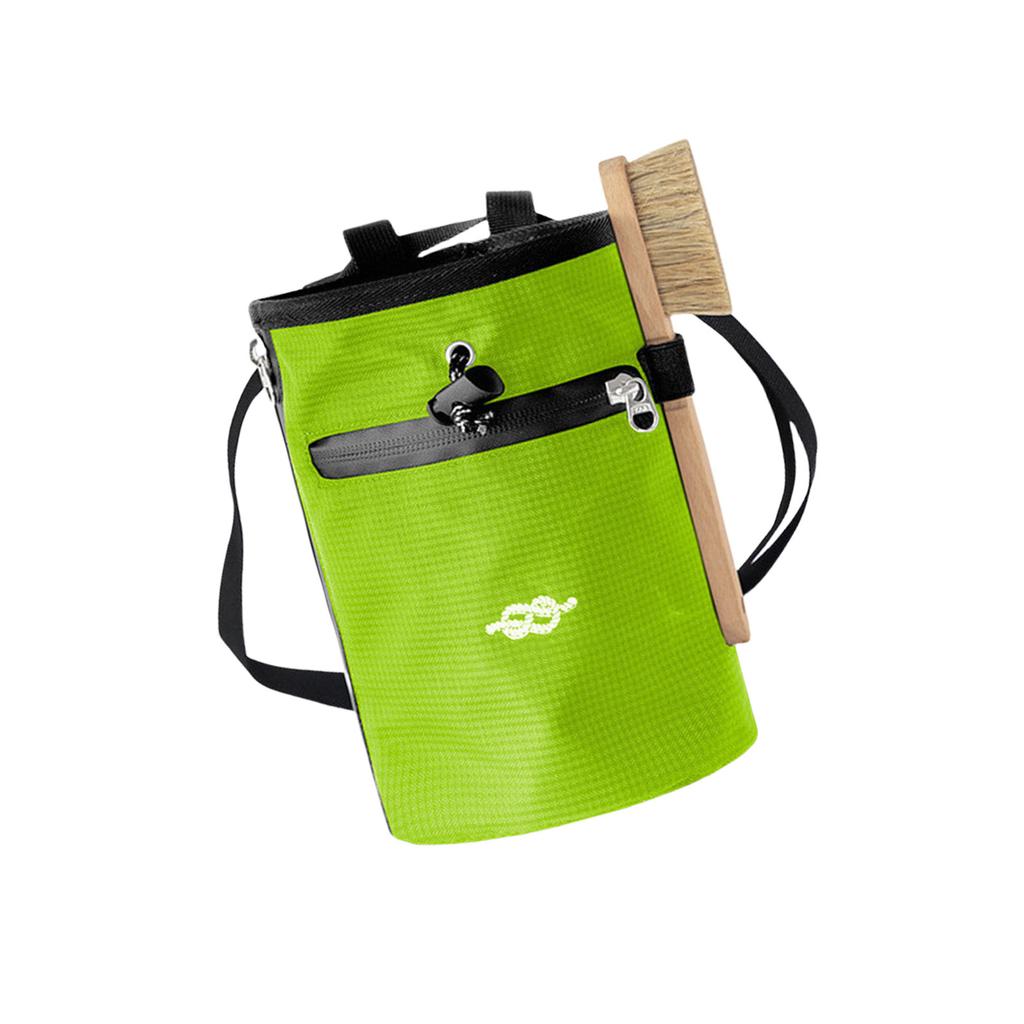 Climbing Chalk Bag Adjustable Waist Bag Strap Zipper Storage Pocket & Brush Holder Rock Climbing & Bouldering Chalk Bag