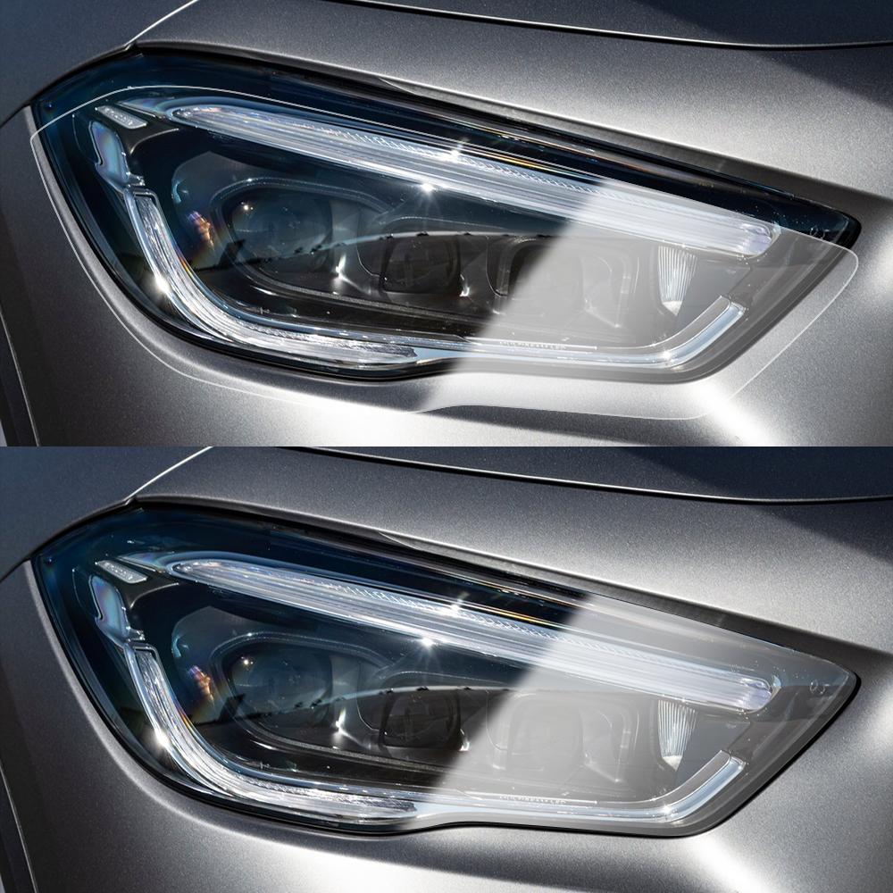 For Mercedes Benz GLA GLB Smoke Black Car Headlight Protective Film TPU PPF Pre Cut Anti-Scratch Vinyl Wrap Kit High-Gloss Film