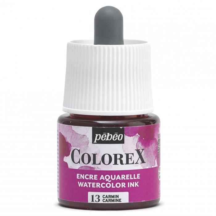 Encre aquarelle - pebeo - colorex - 45 ml - couleur carmin - mixte