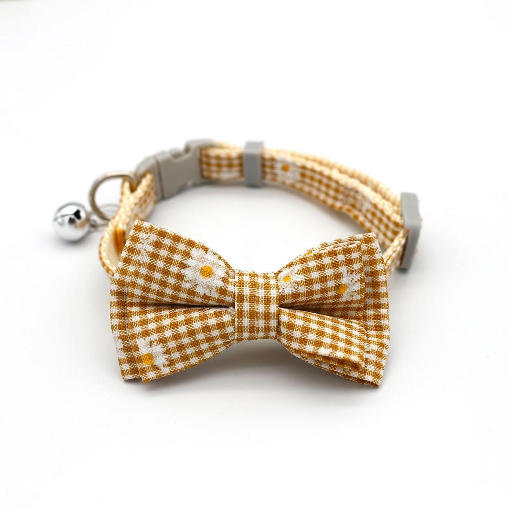 1pc Cute Cat Collar Small Puppy Cat Dog Collars Bow Kitten Collar Bowknot Necklace With Bell For Dog Cat Chihuahua Pet Supplies