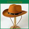 Decorated Stylish Rivet Leather Cowboy Hat With Wide Brim For Daily Wear Outdoor