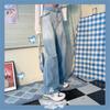 Primavera 2022 moda donna a vita alta y2k jeans a gamba larga da donna larghi gradiente donna denim capris pantaloni jean mamma jeans pantaloni