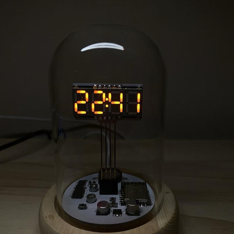 

Retro Table Clock Minimalist Decoration Digital Clock Living Room Nixie Clocks Transparent Wifi Desk Clocks Aesthetic Decor оранжевый