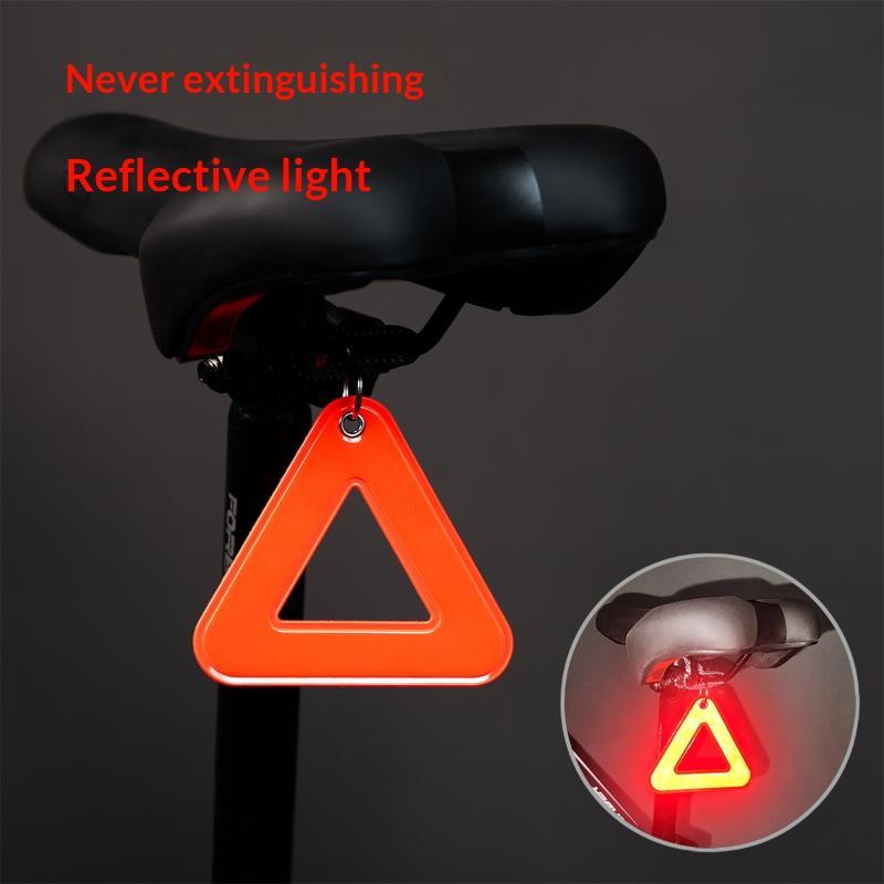 Bike Reflective Triangle Safety Warning Sign Lightweight Durable Hanging Tag with Steel Ring for Outdoor Cyclists