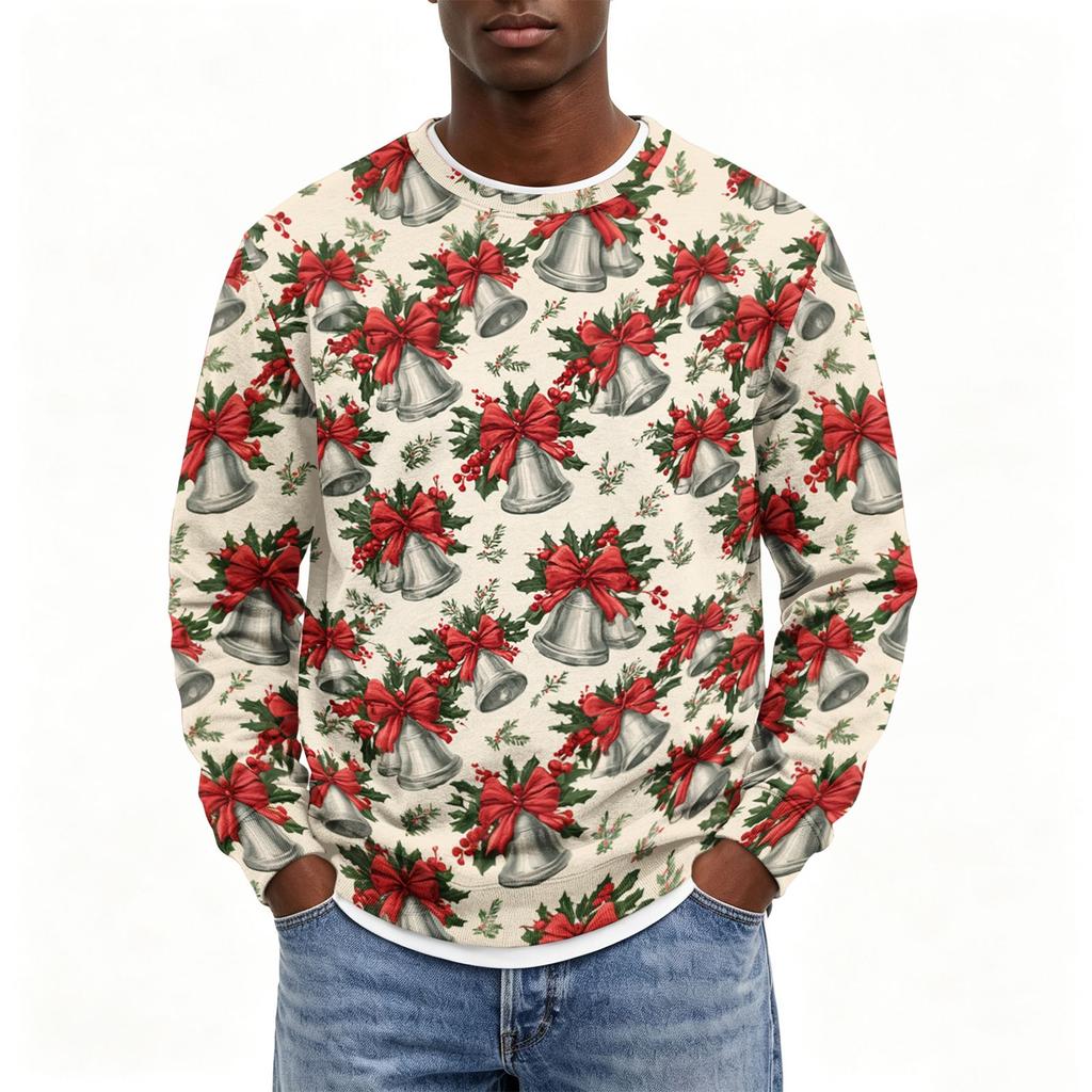 Men's Christmas Hoodless Neck Pullover Sweatshirt, for Him