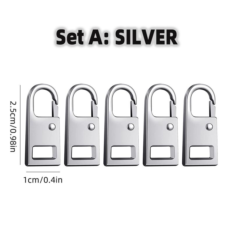 5Pcs Universal Metal Zipper Head Puller DIY Sewing Spring Lock Zipper Sliders Replacement Instant Repair for Clothing Bags Shoes
