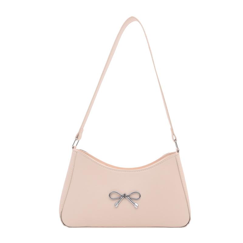 Bow large capacity spring new casual solid color retro simple trendy fashion shoulder armpit bag