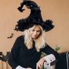 Adjustable Witch Costume Hat Lightweight Comfortable Fabric Elastic Band For Halloween Parties Cosplay Event And Themed Gatherings