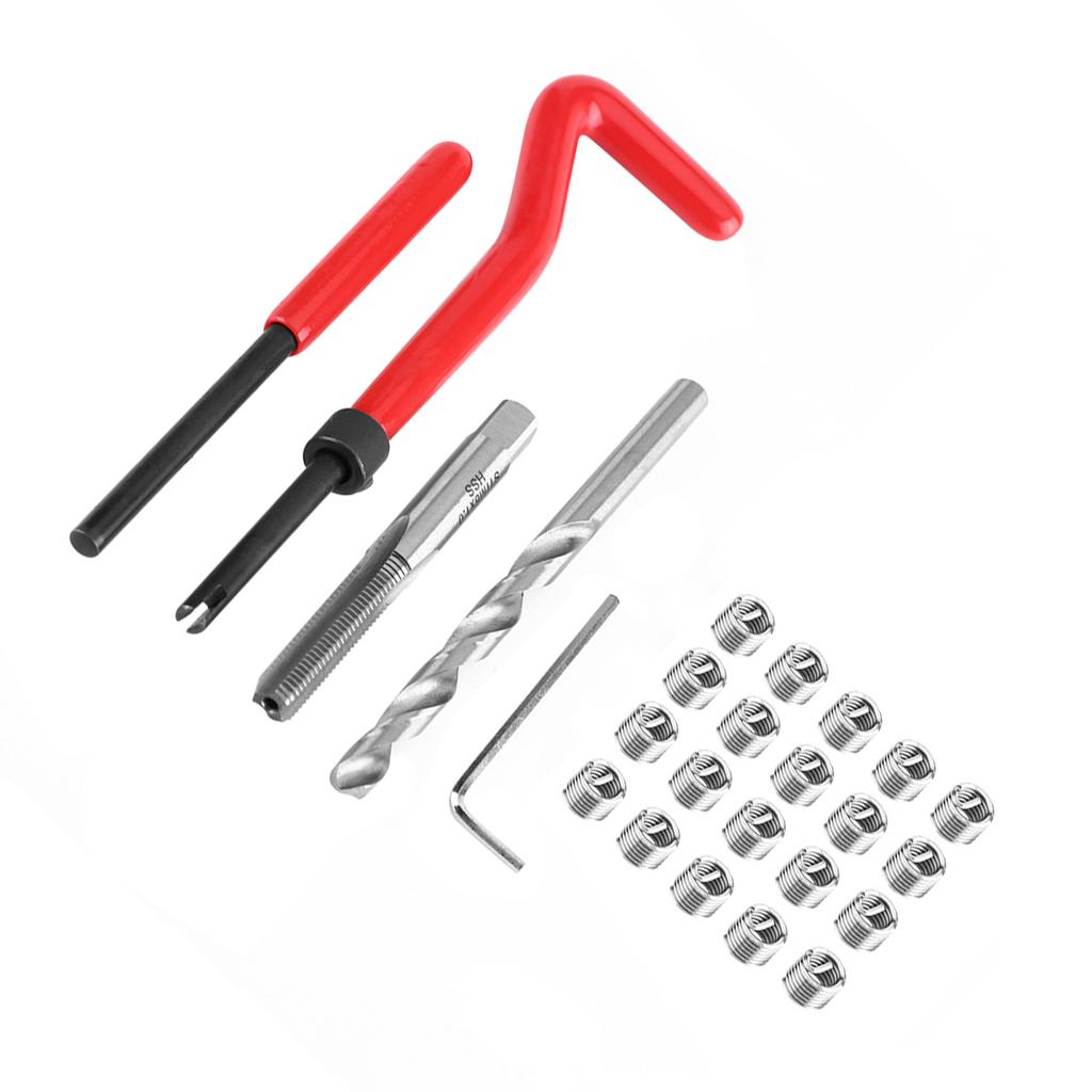25pcs Thread Repair Insert Kit Compatible Hand Tool Set for Auto Repairing M6 X 1.0 X 8.0mm