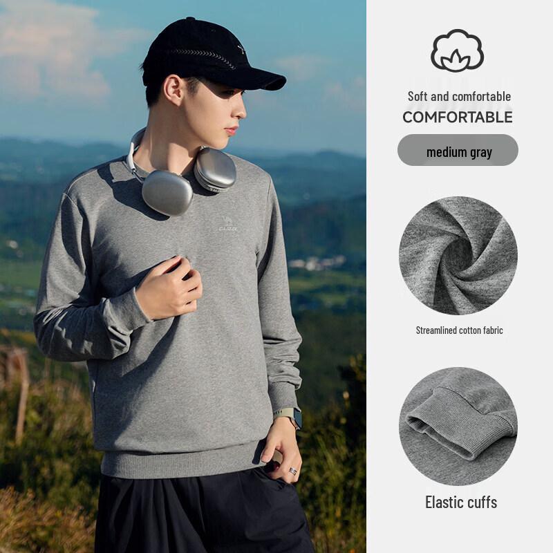 Camel Unisex Round Neck Long Sleeve Casual Sweatshirt