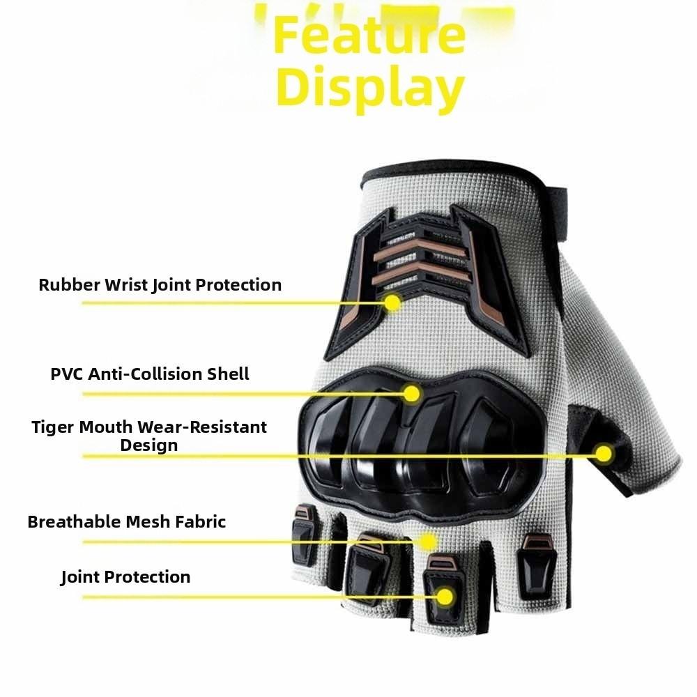 Wear Resistant Half Finger Gloves Anti-Slip Bicycle Gloves Motorcycle Gloves  Outdoor Cycling