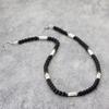 Collana Unica in Pietra Naturale da Uomo 19 Pollici Choker Corto Fibbia in Acciaio Inossidabile Perline Quadrate Occhio di Tigre Accessori per Ciclismo