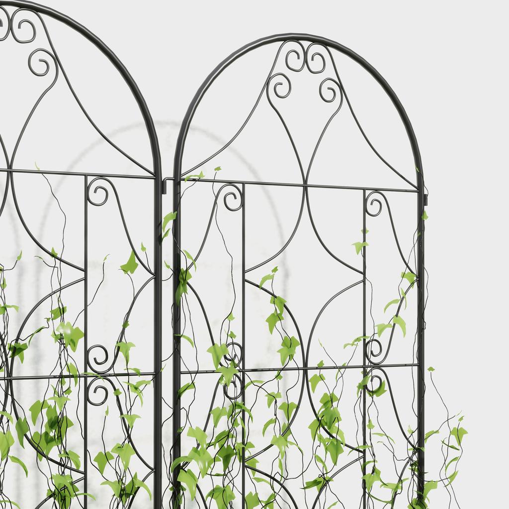 Set of 2 Garden Trellis Climbing Plant Supports, Metal, 50 X 180 Cm, Black
