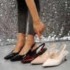 Pumps Footwear Elegant Women Heeled Shoes Fashion Buckle Strap Female Pointed Toe Slingbacks Ladies High Heels Shoes