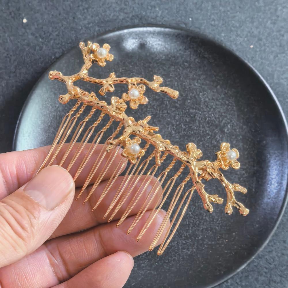 Luxus-Metallblatt-Haarkämme für Damen Hochzeits-Braut-Haarschmuck Mode Seiten-Haarklammern Anstecknadeln Braut-Haarschmuck