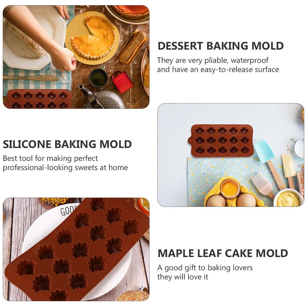 3 Pcs Trays for Food Serving Biscuits Maple Leaf Mold Silicone Ice Halloween Cake Dessert Baking Molds Mother