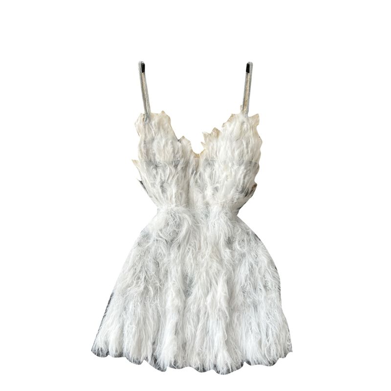 Feather Tassel Dress Pure Desire Sexy Silm Halterneck