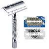 Rasoir Kazakiri W Argent Double Tranchant pour Homme avec 1 Lame de Rechange
