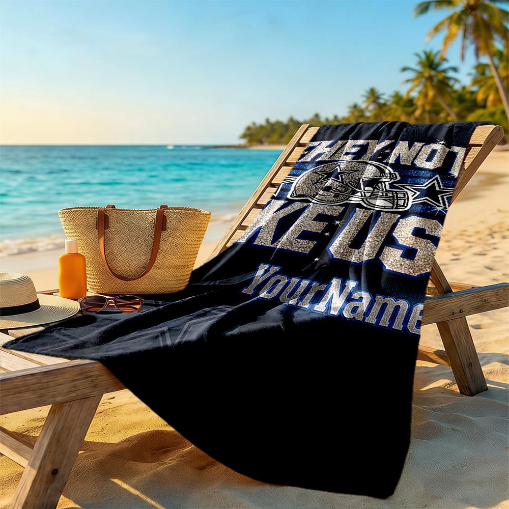 Dallas Customize Text Beach Towel High Absorbency & Quick-Dry Ideal for Travel Outdoor Swim Pool Yoga Surf Camping Hiking Gym Gift Holiday
