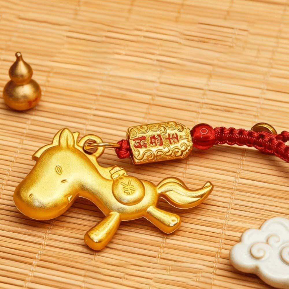 Wealth Chinese Zodiac Key Ring Vintage Weaving Key Chains Lucky Horse Bag Pendant  Women Men