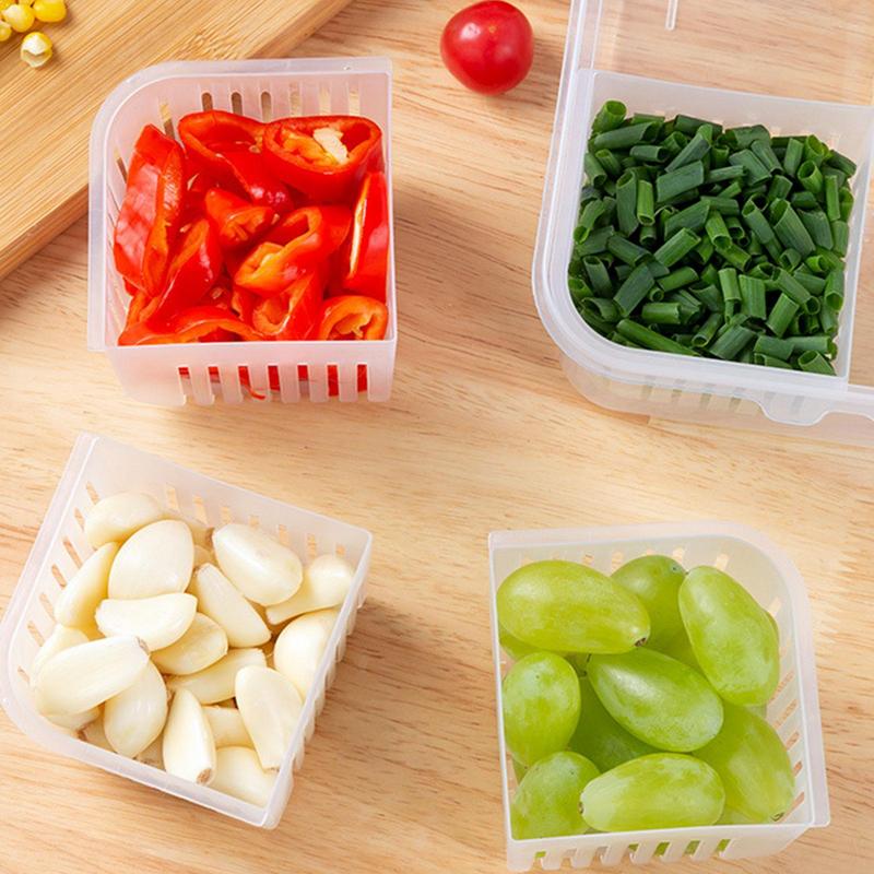 

Контейнер для хранения продуктов в холодильнике, 4 отделения, многоразовый, для сохранения свежести, с крышкой, для лука, овощей и фруктов, со съемной United States