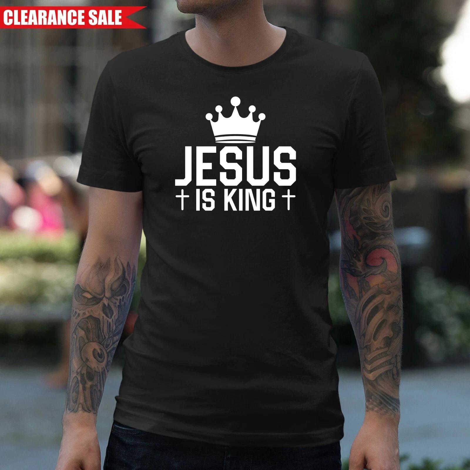 Jesus is King T-Shirt Printed 100% Cotton Christian Worship Christmas Easter Tee S