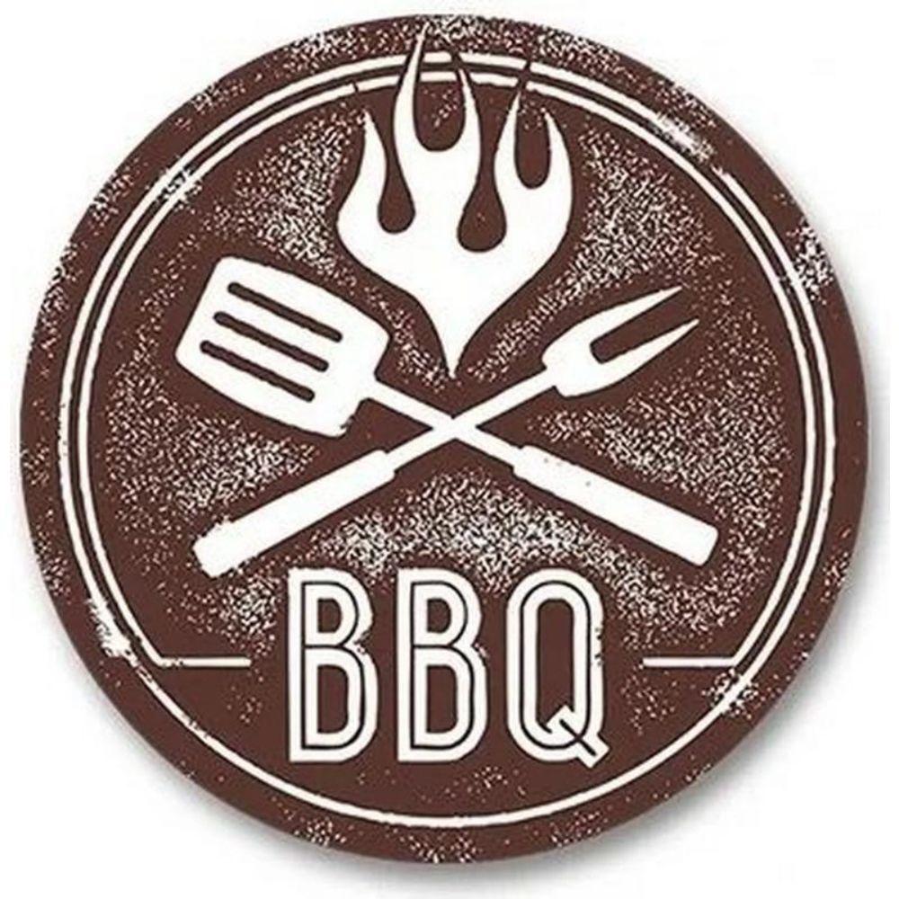 Metal Poster Round BBQ Beer Outdoor Wall Art Decor