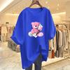 Women's Summer Bear Print Cotton Short Sleeve Loose Round Neck Top