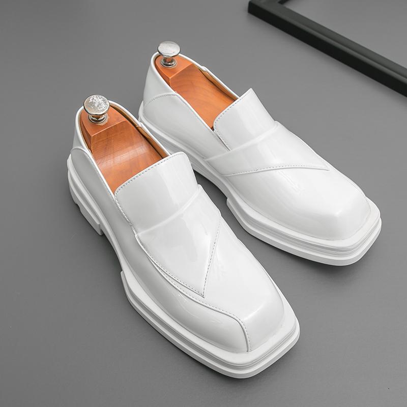 

Модные деловые мужские лоферы на толстой подошве, черные, белые, мужские, удобные, противоскользящие, брендовая обувь, обувь для джентльмена, размеры 39-46, мужская обувь 46 белый