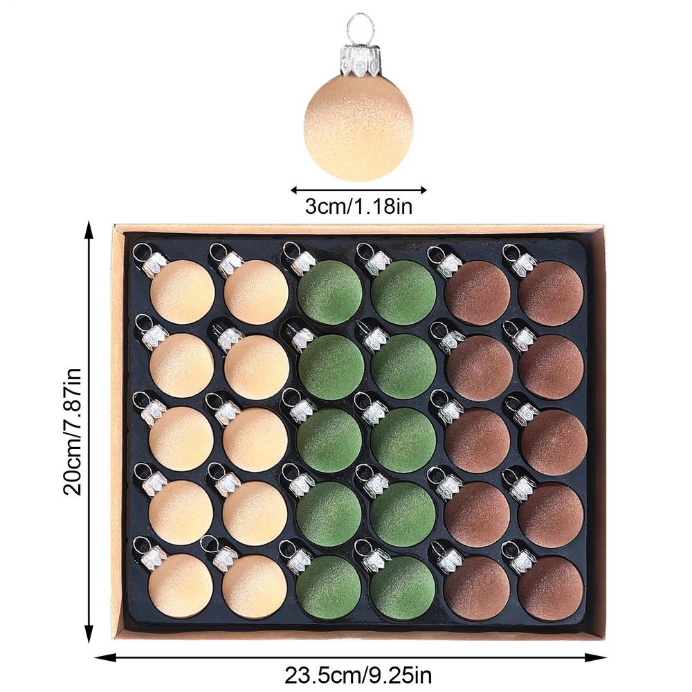 

2025 New Christmas Flocking Balls Set 30Pcs/set Christmas Trees Balls Hanging Ornaments For Holiday Hanging Decorations 20x23.5x3.5 cm