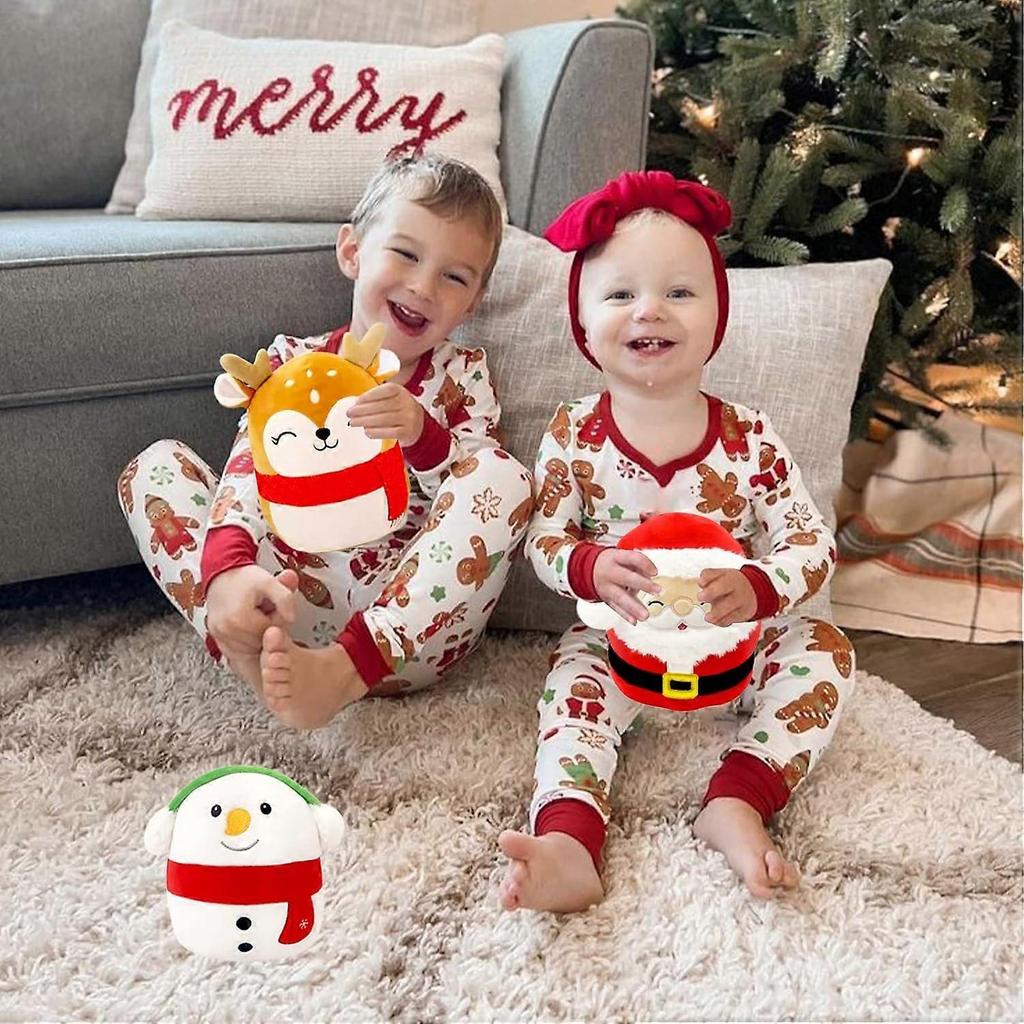 8 Cute Christmas Santa Soft Plush Toy,3D Xmas Santa Plush Pillow Toy,Squishy Cotton Plushies Doll,Kawaii Plush Stuffed Animal Toy