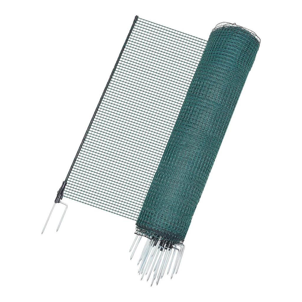 Temporary Fence with Posts, 0.9 x 25m Plastic Mesh Fencing, Garden Safety Fences Netting with Double-Spike Stakes & Guy Ropes, Temporary Fence for