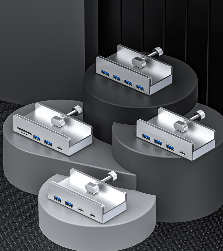 5 In 1 Usb C Docking Adapter with TF SD USB3.0 Aluminum 5 Ports USB 3.0 Clip-type HUB
