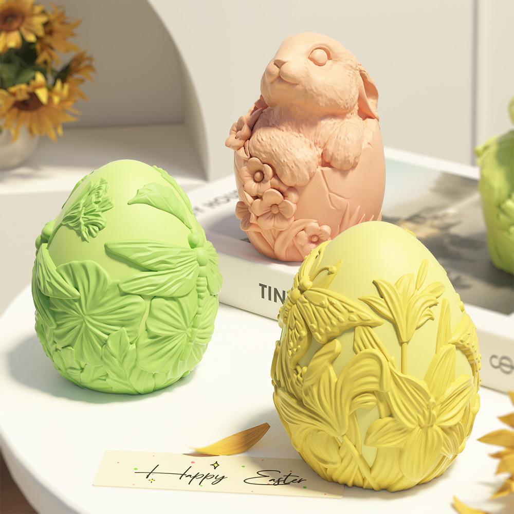 Butterfly Embossed Easter Egg Silicone Mold Rabbit Scented Candle Molds Handmade Soap Aromatherapy Decoration 3D Craft Gift 2025