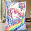 Unicorn Rainbow Theme blanket Lightweight Warm Flannel Blanket Decorative Throw Blanket for Home Decoration