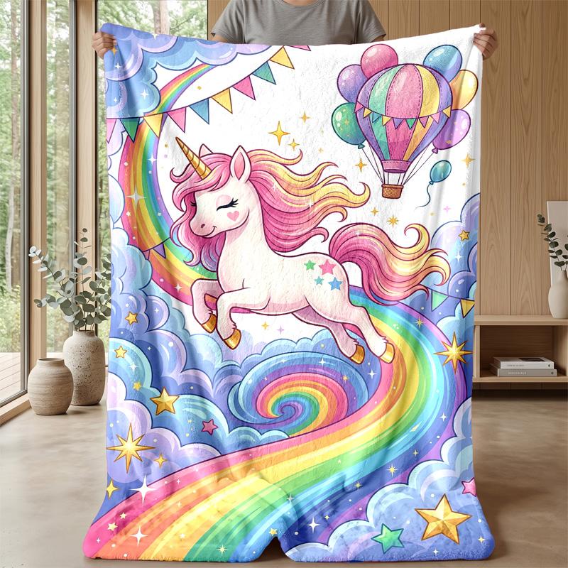 Unicorn Rainbow Theme blanket Lightweight Warm Flannel Blanket Decorative Throw Blanket for Home Decoration