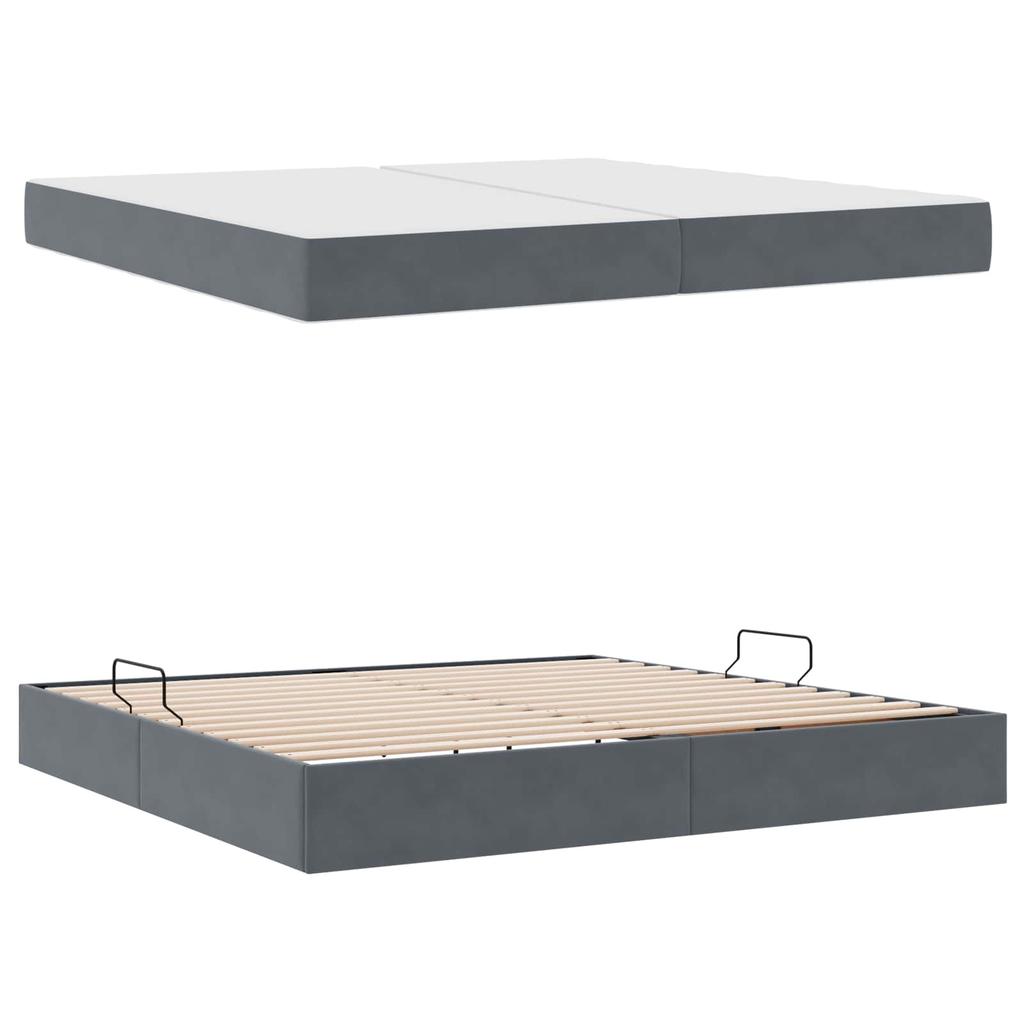 Storage Bed with Mattress Dark Gray 200 x 200 cm Velvet