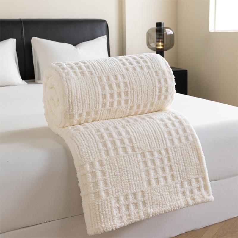 Reversible Waffle Jacquard Blanket - Multi-functional, Can Be Used As a Throw or Cover, Thick Plush,