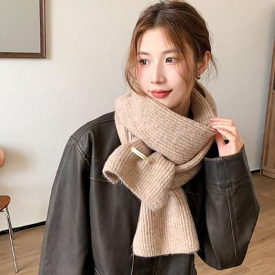 Winter Small Scarf Women's Autumn and Winter New Simple Warm Wool Small Scarf Knitted Scarf Shawl
