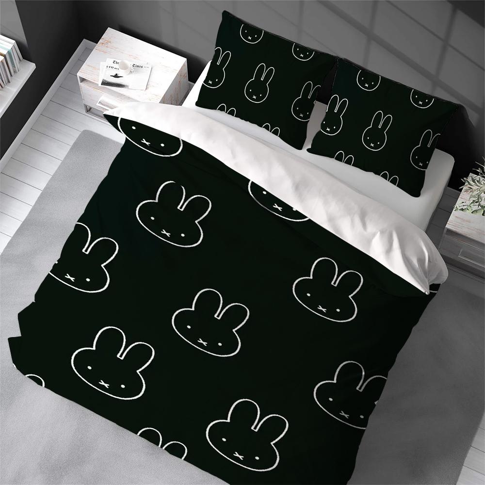 Cute M-Miffy Duvet Cover Set Home Style Bedding Soft Laundry Cotton Bed 3 Piece Set Student Dormitory Gift
