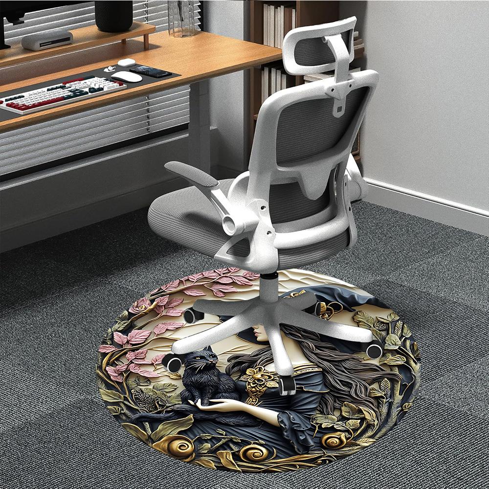 

1pc Witchcraft Ornament Chair Carpet for Office Non-Slip, Machine Washable Rug for Office, Room - Polyester, Machine Made yy251029147 80cm by 80cm