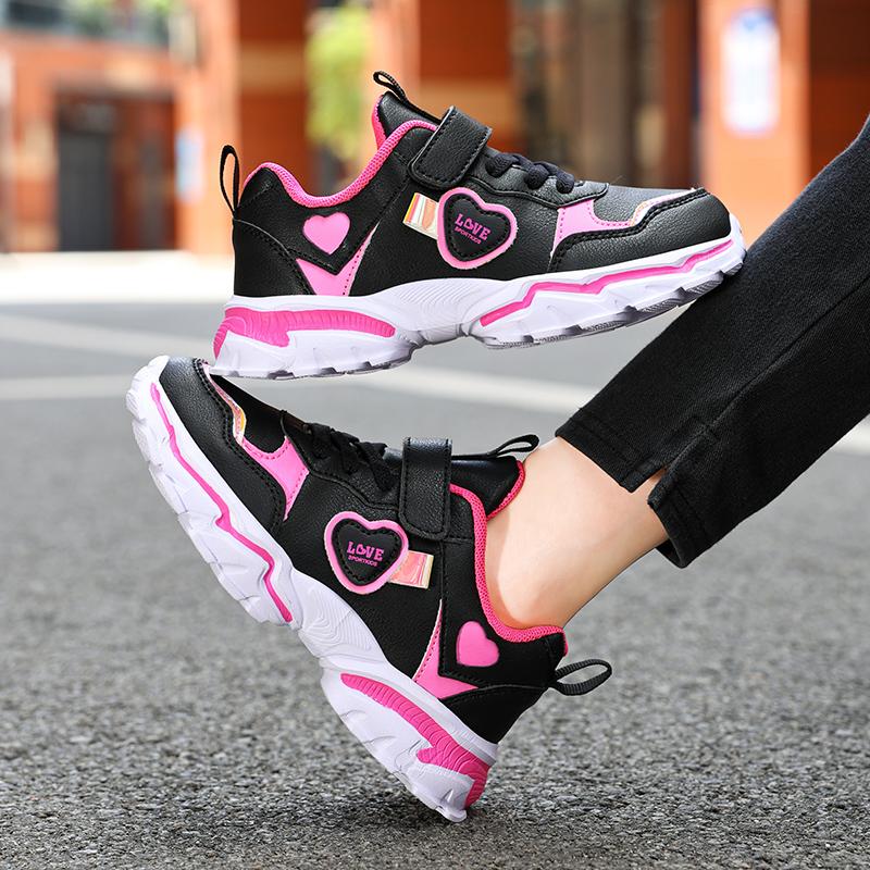 Girls' autumn and winter sports shoes, non slip leather surface, primary school students' spring outdoor shoes,
