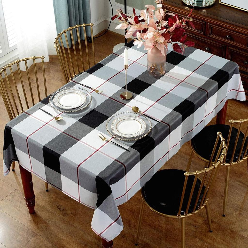 Rectangle Checkered Tablecloths Waterproof Farmhouse Indoor Outdoor Picnic Table Cover Holiday Party Kitchen Dining Table Decor