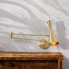 Mid-Century Modern Adjustable Raw Brass Wall Sconce Bedside Reading Light Fixture with Plug-in Design Bedroom, Living, Office