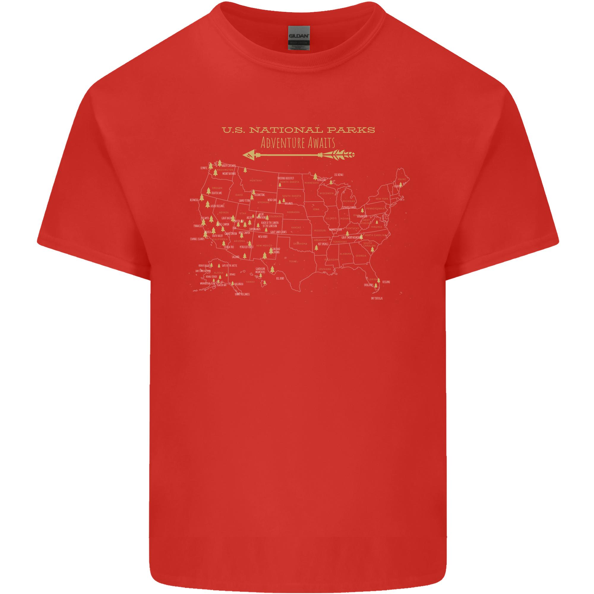 US National Parks Hiking Trekking Walking Unisexs Light Cotton TShirt S