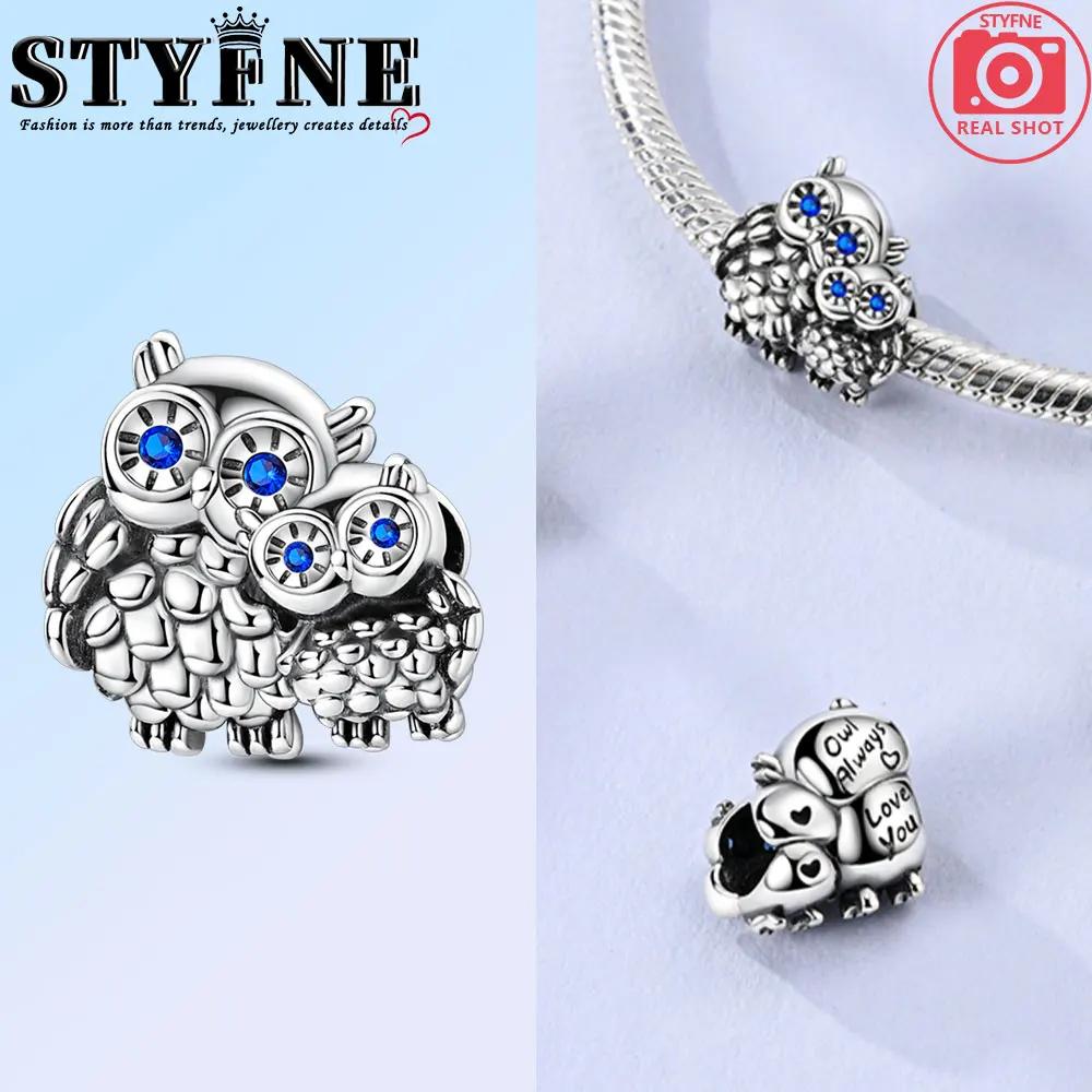 Copper Fashion Purple Owl Charms Beads Owl Safety Chain Fit Original Bracelets Diy Graduation Jewelry Gifts