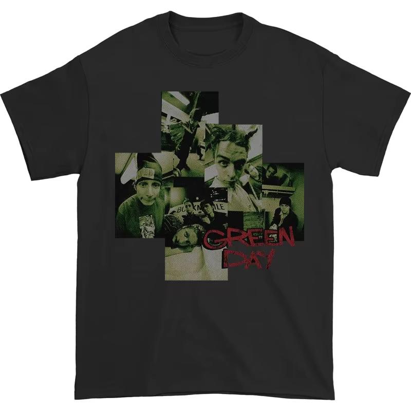 2026 Green Day Band Illustration Fun Music Album American Retro Punk Loose Unisexs and Womens Printed Tshirt Ins Y2k