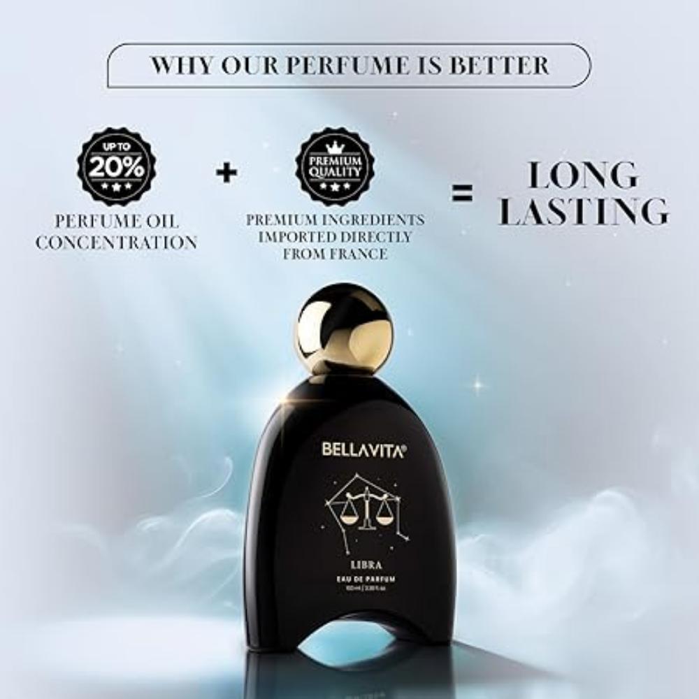 BELLAVITA Zodiac Collection Libra EDP Unisex | Spicy, Lavender and Sandalwood | Premium Long Lasting Fragrance Perfume for Men and Women, 100ml