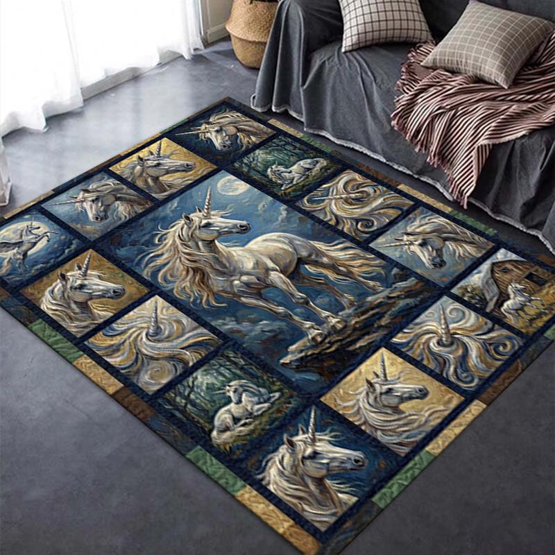 2025 New Unicorn Animal Carpet Rug for Living Room Bedroom Home Sofa Decoration,Kids play Non-slip Floor Mat140