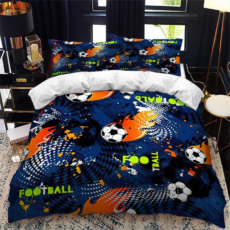 Football Bedding Set For Teen Boys Room Decor Ball Sport Duvet Cover Set Microfiber Soccer Game Comforter Cover Twin King Size
